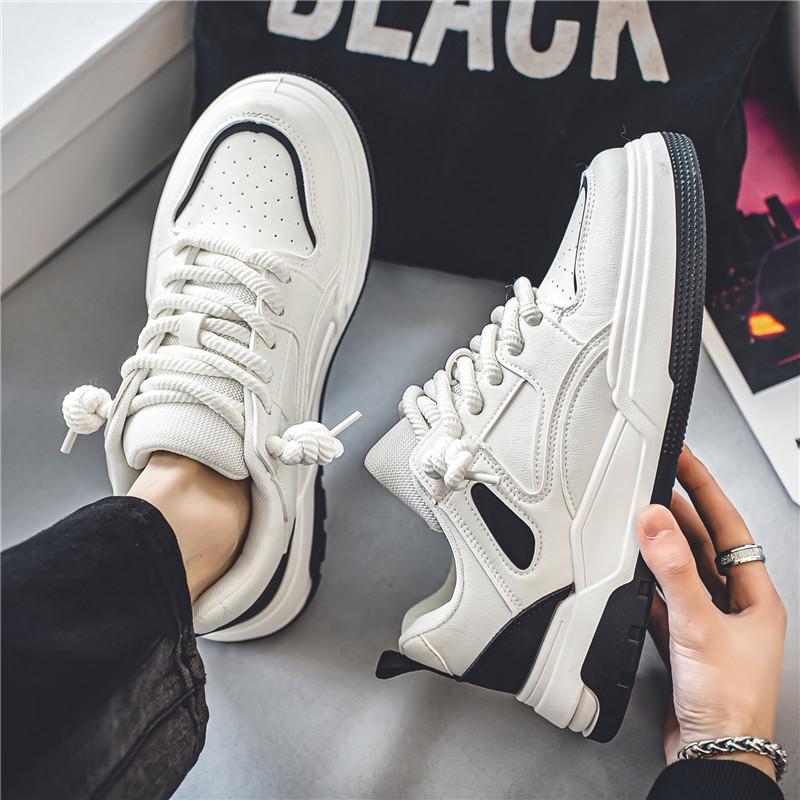 

2025 new autumn trend little white shoes non-slip heightening casual men s board shoes white flat-bottomed versatile trendy shoes 40 бежевий