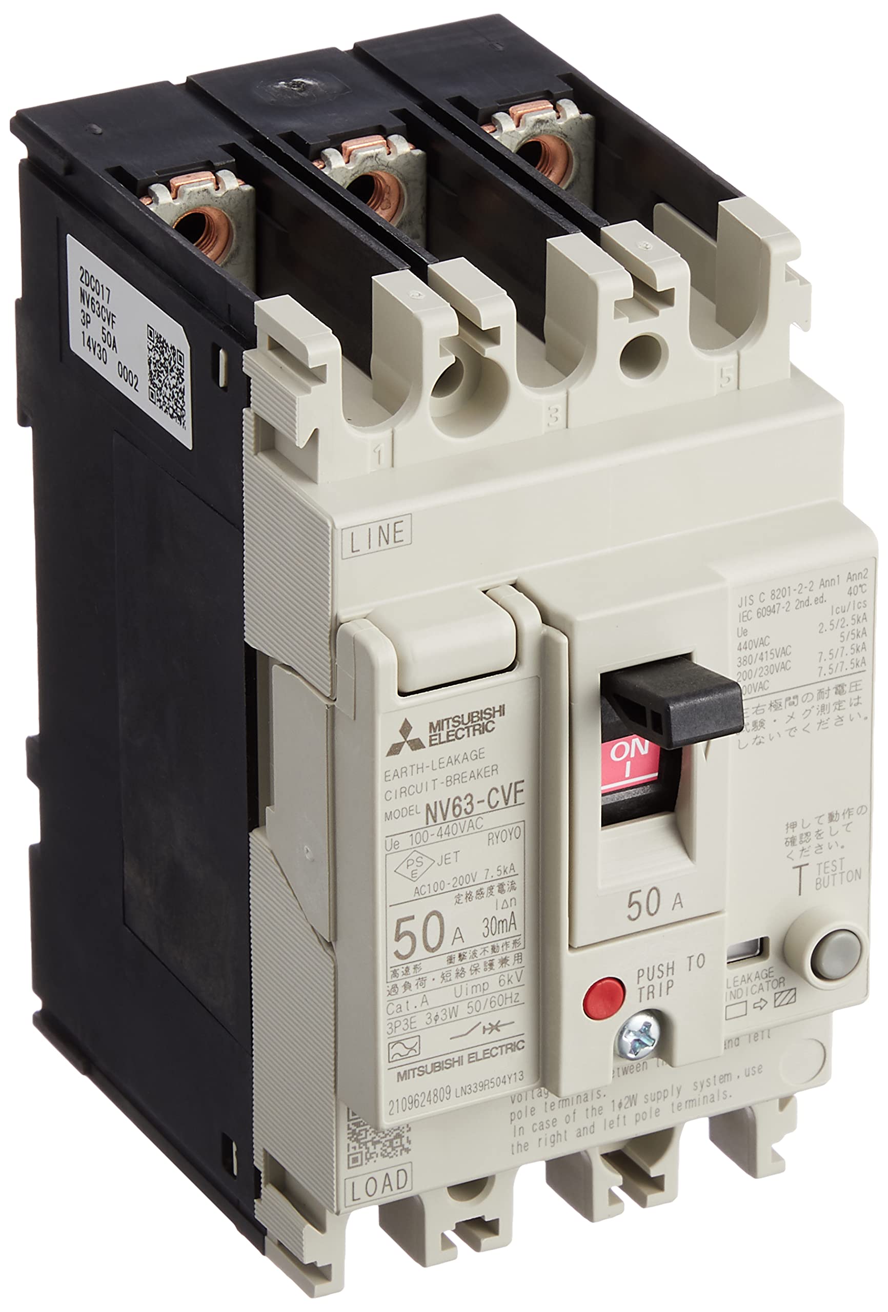 

Автоматичний вимикач диференційного струму Mitsubishi Electric Серії Сумісний з гармоніками та перенапругами Малий розмір 3P 50A 30MA WS-V NV63-CVF 100-440V