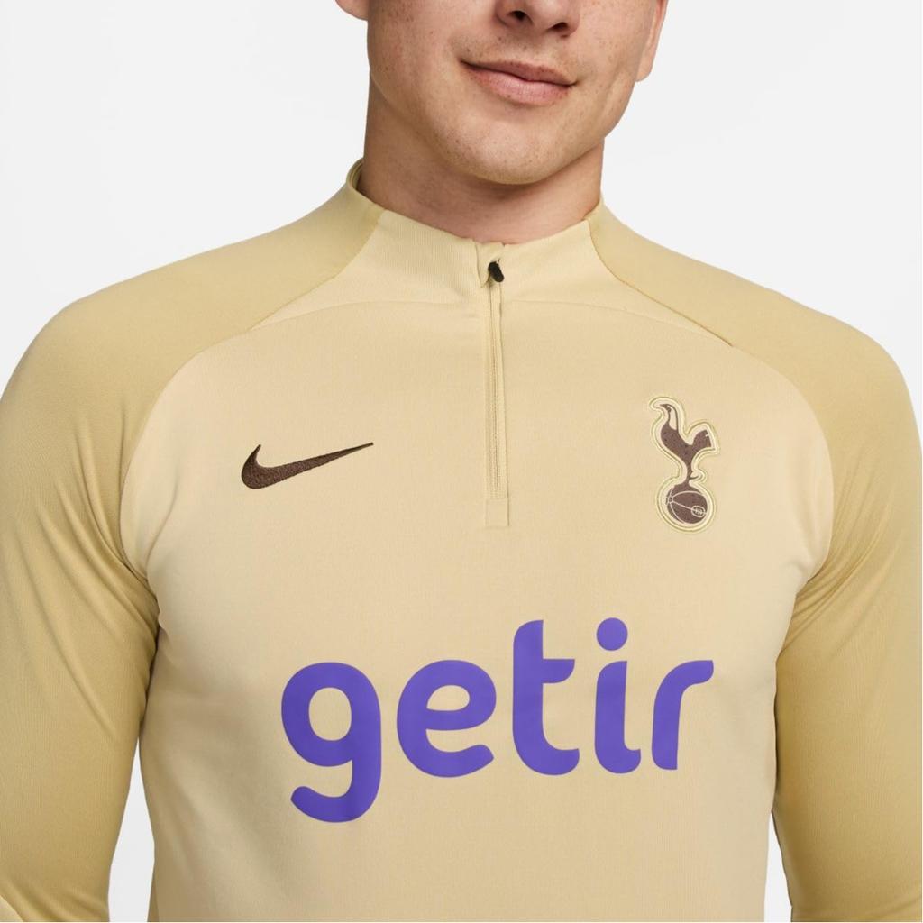 Nike Tottenham Hotspur Strike Third Letter Print Spliced Knit Training Long Sleeve Football Shirt Men Tops Team-Gold DZ0846-784