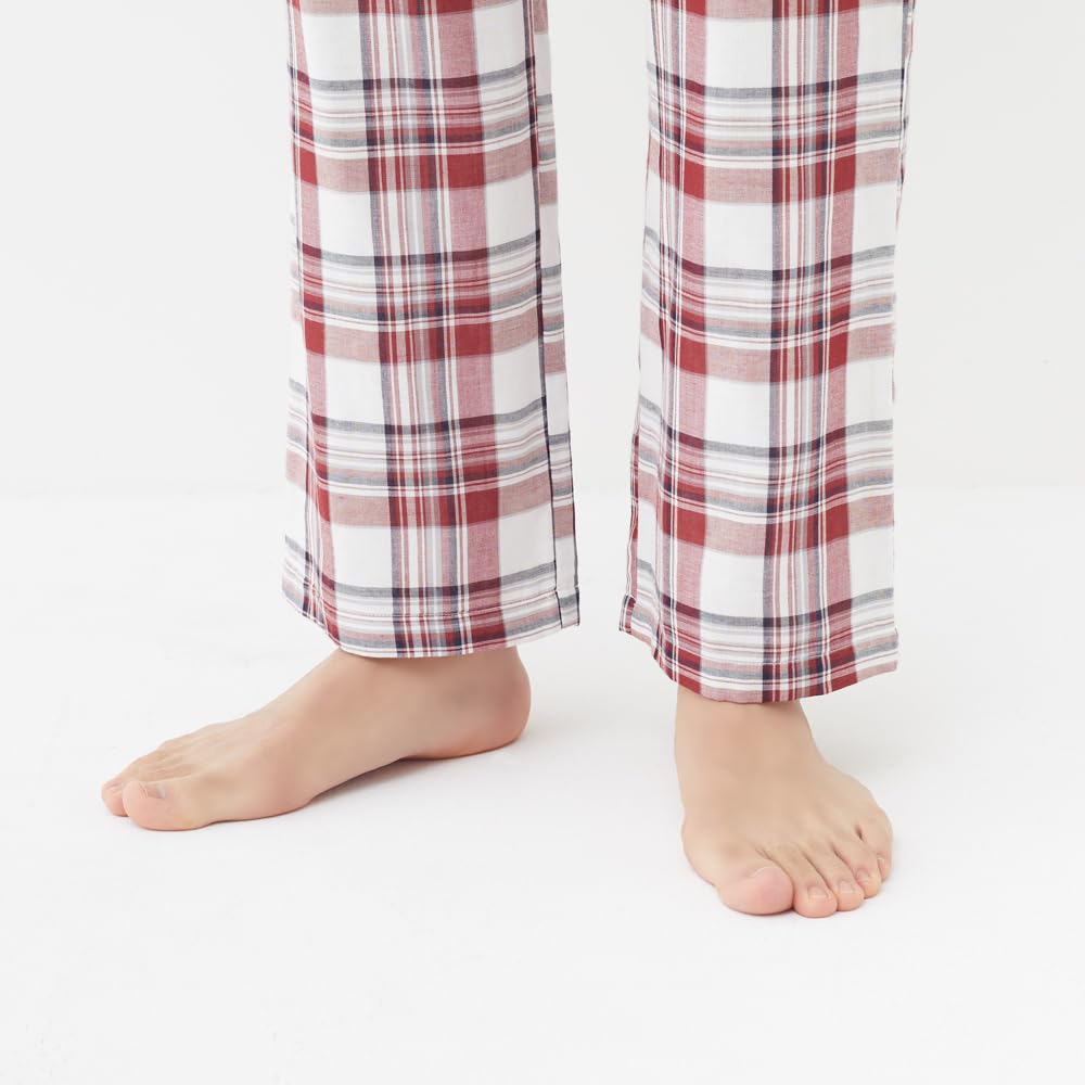 Champion Cotton Long Sleeves and Dyed Double OJ4124 Men's 100% Loungewear, Pants, Gauze, Red,