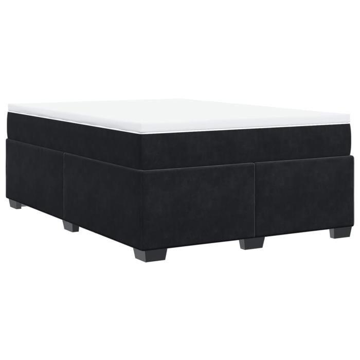 Maison Exclusive - Sommier à lattes de lit avec matelas Noir 140x190 cm Velours