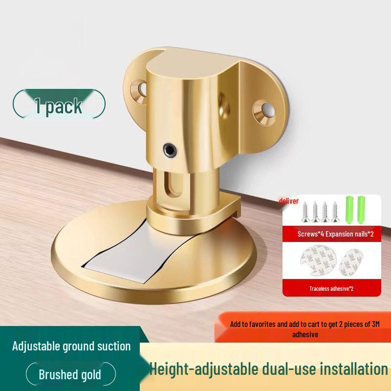 Magnetic Zinc Alloy Floor Door Stopper: Silent, Punch-Free, Anti-Collision Catcher for Bedrooms.