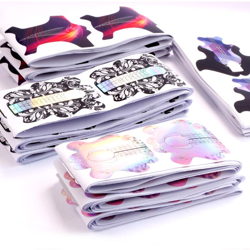 100-Piece French Light Therapy Nail Extension Forms: Butterfly & Horseshoe Designs