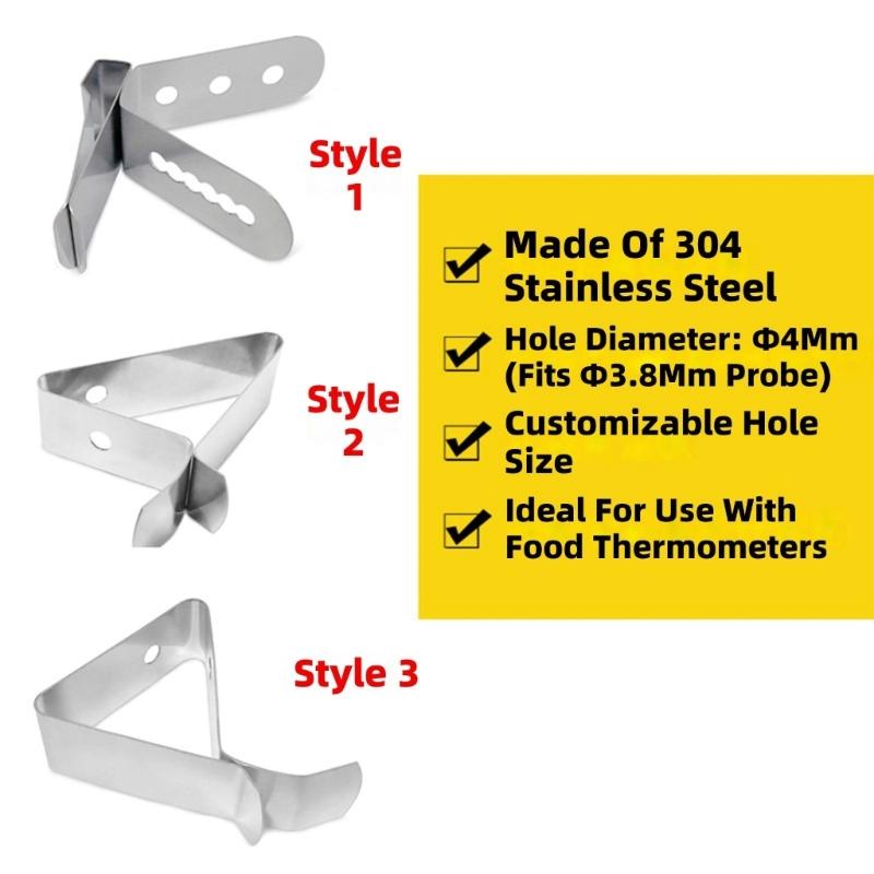 Stainless Steels Food Probe Clip Heat Resistant Professional Thermometers Clamp Temperature Meter Pot Clip Holder