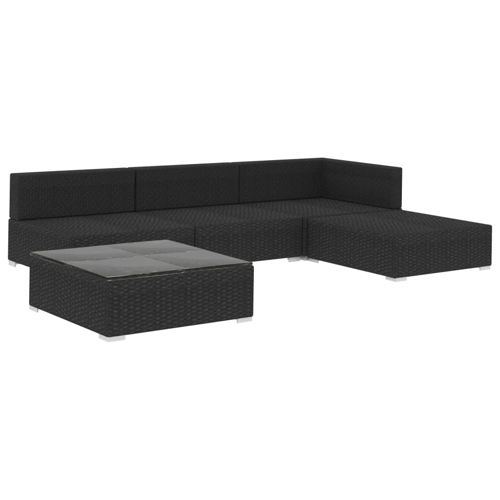 Patio Furniture Sets 5 Piece Garden Lounge Set With Cushions Poly Rattan Black