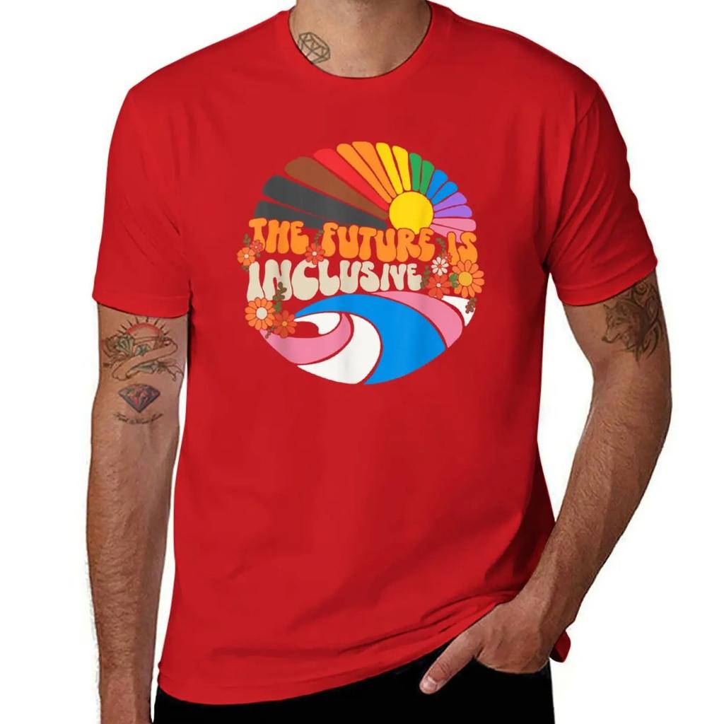 The Future Is Inclusive LGBT Flag Groovy Gay Rights Pride T-Shirt customs anime tshirt fruit of the loom mens t shirts