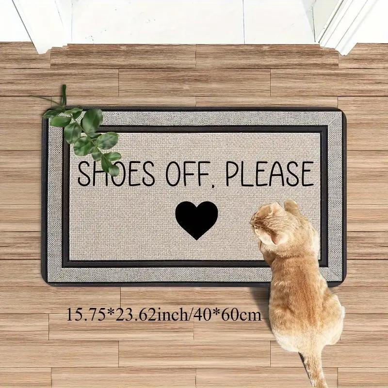 SHOES OFF PLEASE Printed Rug, Dirt-Resistant and Easy-Clean Entrance Mat for Hallways and Bedroom Doorways Home Decor