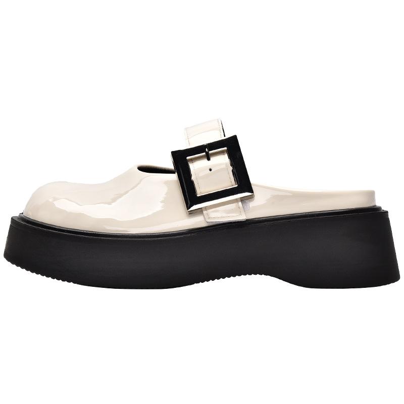 

New products are on sale in summer, new thick-soled soft leather bag head slippers, shallow mouth single shoes 5054 40 бежевый