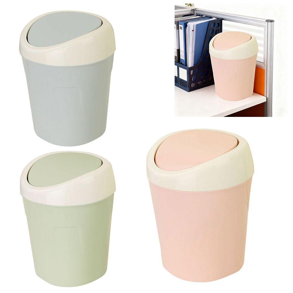 3pcs With Lid Desktop Trash Can Plastic Countertop Trash Bin Portable Waste Container Dorm Room