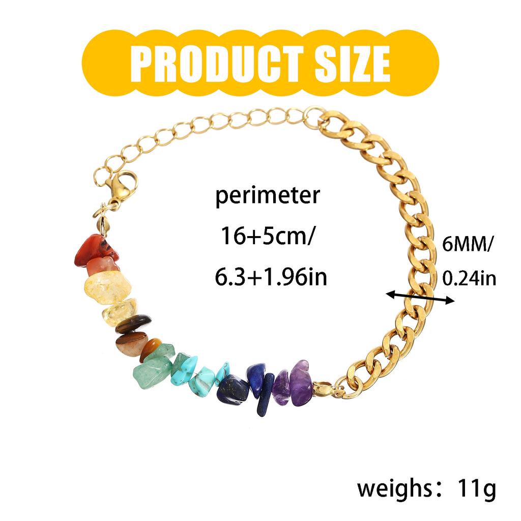 Adjustable Stainless Steel Bracelet Colorful Stone Beads Bracelet Splicing Bracelet for Unique Style and Fashion Looks