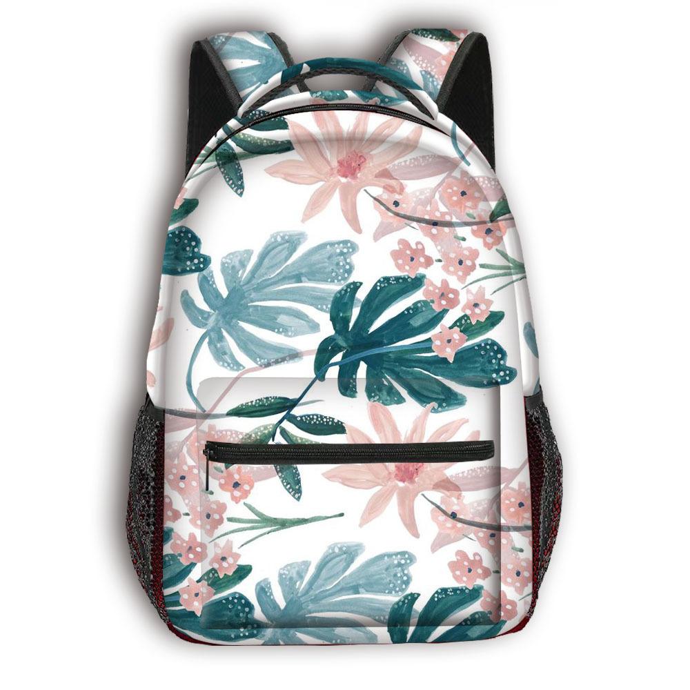 Cartoon Kpop Youthful School Bags Unisex Flowers Leaves Travel Bags 3D Print Oxford Waterproof Notebook Shoulder Backpacks