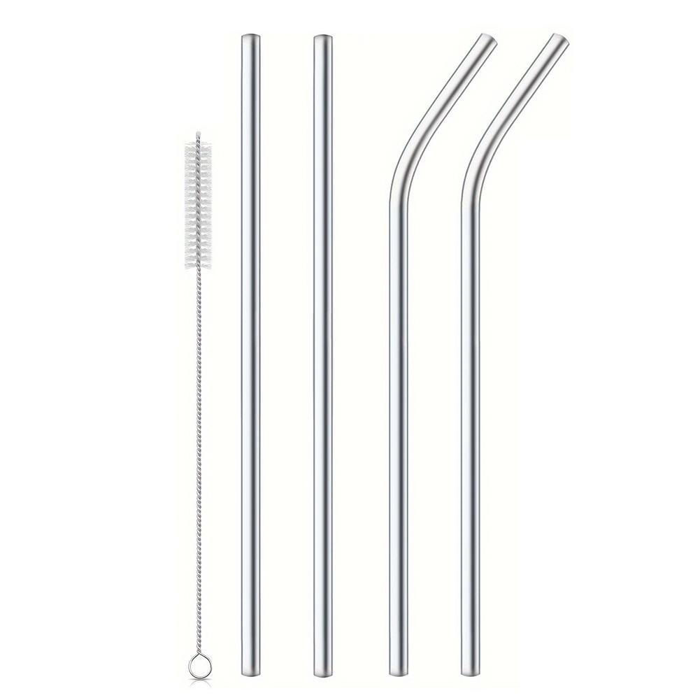 

4Pcs Stainless Steel Straw with Straw Cleaner Replacement Straw Reusable Straws for Stanley 40oz Cup Accessories срібний