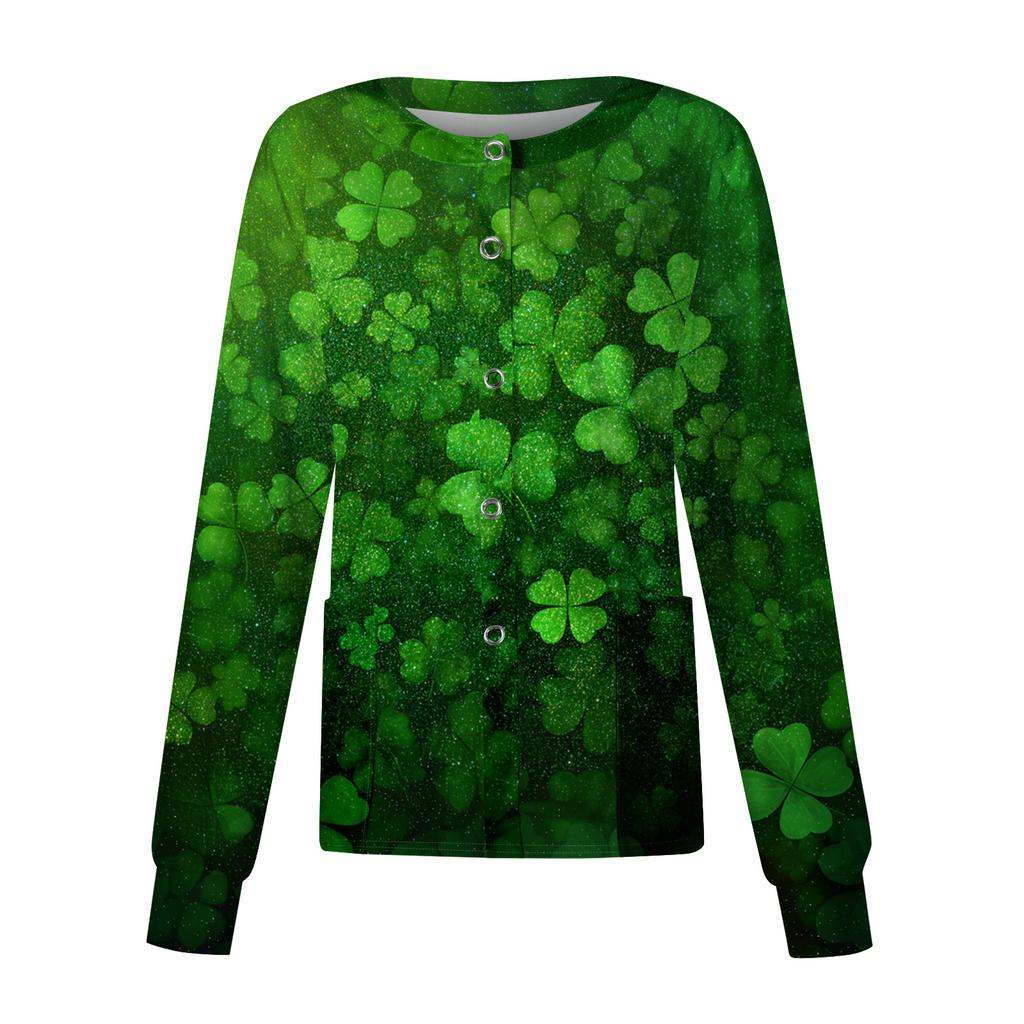 Women's Casual Long Sleeve Single Breasted Printed Dry- Top