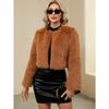 Women's Cropped Faux Fur Coat Soft Fluffy Warm Winter Jacket Casual Party Outerwear