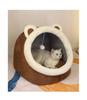 Cozy Cat-Shaped Dog House: Warm Half-Closed Bed Mat for Cats & Pets