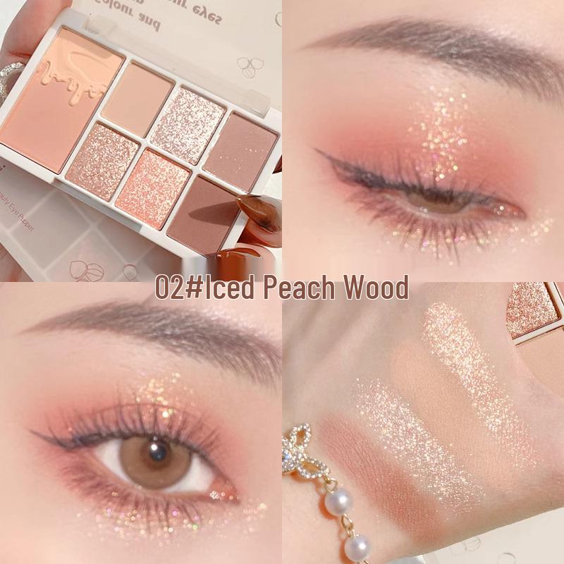 

Xixi Seven-Color Shimmery Eyeshadow Palette - Fine Glitter, Low Saturation, Multi-Use Earth Tones