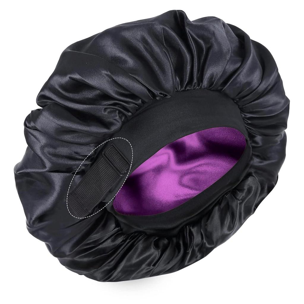 Shein Temu Double-Layer Elastic Satin Sleep Cap for Women