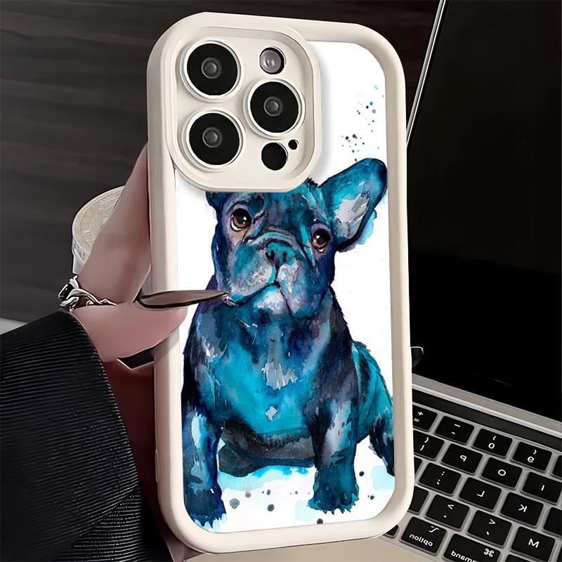Phone Case for iPhone 17 Air 16E 15 16 Pro Max French Bulldog Dog Pug Design Cover 14 Plus 13 12 Mini Soft Shell Silicone Fundas
