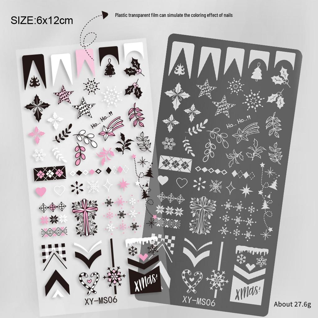 Christmas Series Snowflake Nail Art Transfer Tool - Printed Steel Plate with Transparent Film