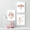 Nordic Creative Human Organs Heart Pink Flower Canvas Print Poster Wall Art Decorative Painting Medical Education Mural Posters