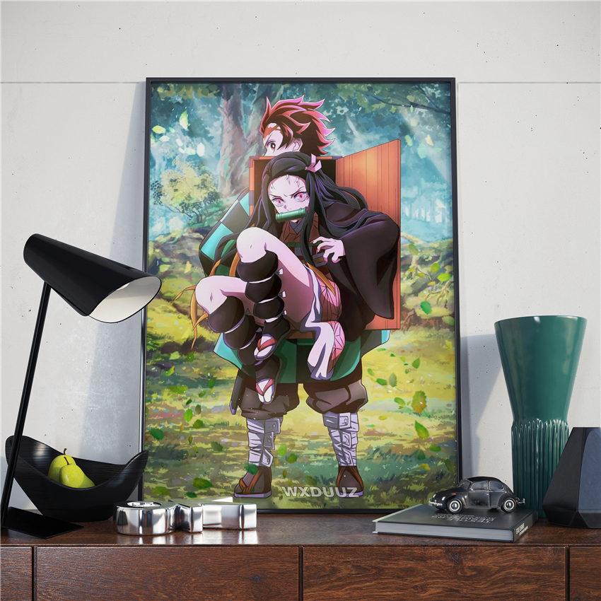 Japanese anime poster, demon killer, family bar, cafe, decorative art painting, interior poster