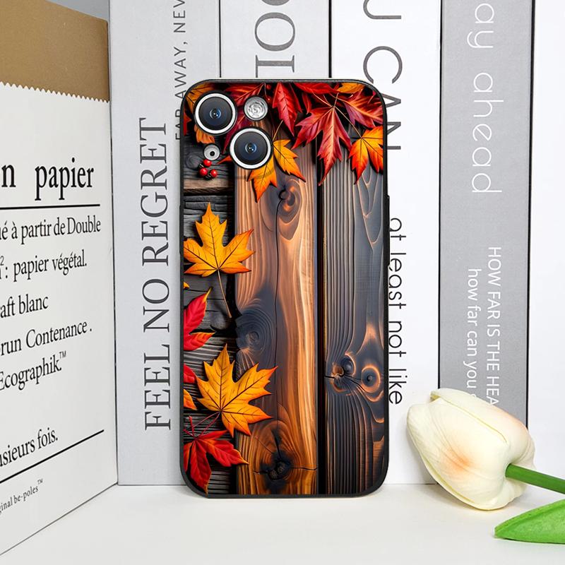 Vintage Autumn Fall Maple Leaf Pattern Phone Case for iPhone 17 16 12 11 14 Plus 13 15 Pro Max 12 13 Mini X XS XR Soft Cover Y2K