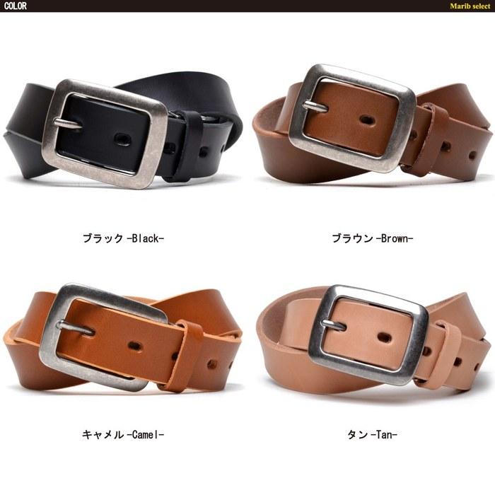 [Maribu Select] Tochigi Leather Belt, Leather, Genuine Smooth, Adjustable, Men's, 35mm, 110cm, #b874 (Black)