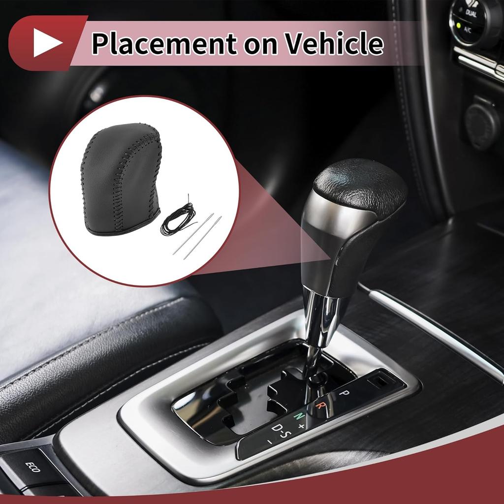 1 Set Gear Shift Knob Cover for Acura TL 2009-2014 Stick Shifting Handle Protector Black Faux Leather
