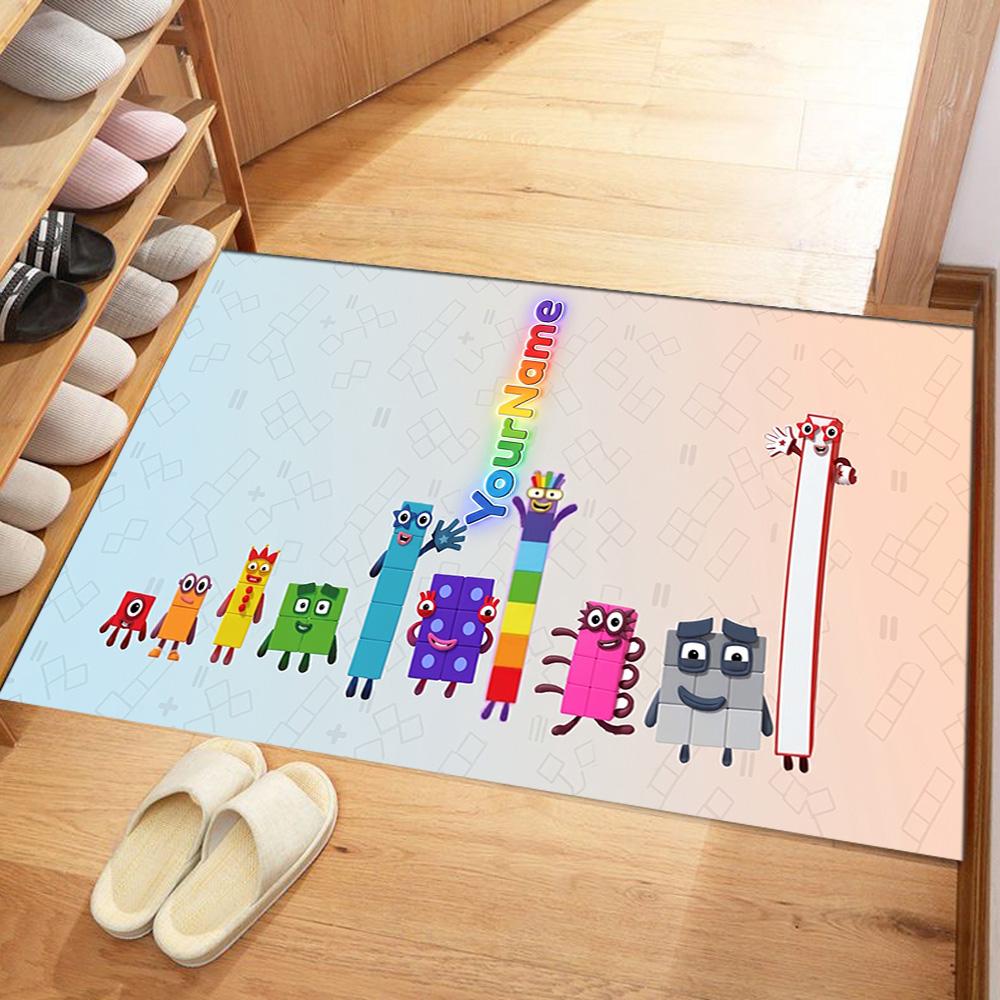 Numberblocks Customizable Name Floor Mat Design for Decorate room Kitchen Balcony Study room Antislip Carpet Office home decor