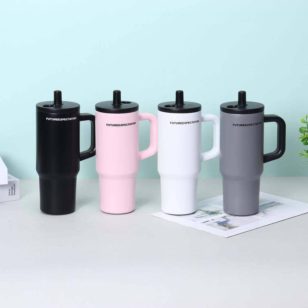 New 304 stainless steel thermos cup large capacity water cup straw cup cold car ice cup birthday gift