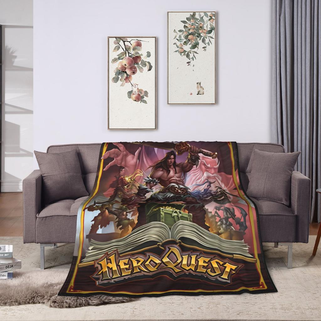 Heroquest Card Game Flannel Blanket Retro Card Warm Throw Blanket for Outdoor Picnic Novelty Bedspread Sofa Bed Cover