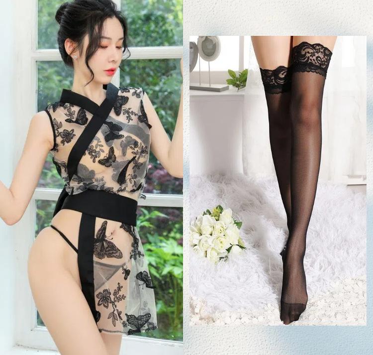 Sex underwear waist seal slit jade butterfly love flower kimono cheongsam perspective sexy underwear beautiful embroidery mesh yarn