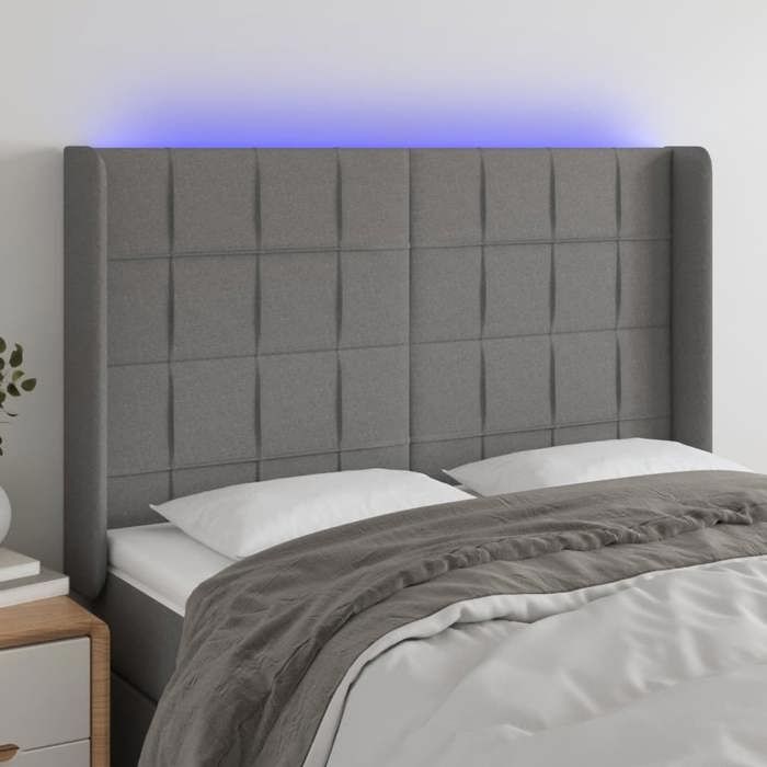VidaXL LED Headboard Bedroom Furniture Double Bed Accessory Head of Bed Frame Interior Dark Grey 3124047