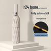 24-Rib Automatic Folding Umbrella: Men's Sun & Rain Protection with High-End Feel In Black