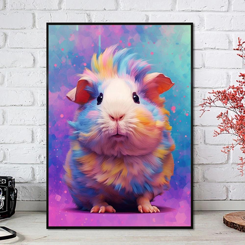 Abstract Colourful Cute Animal Guinea Pig Poster Print Modern Canvas Painting Wall Art for Living Room Home Decor Mural