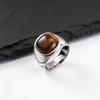 Tiger Eye Stone Ring for Men Boys,Stainless Steel Natural Stone Square Ring,Casual Punk Jewelry Gift for Dad Son