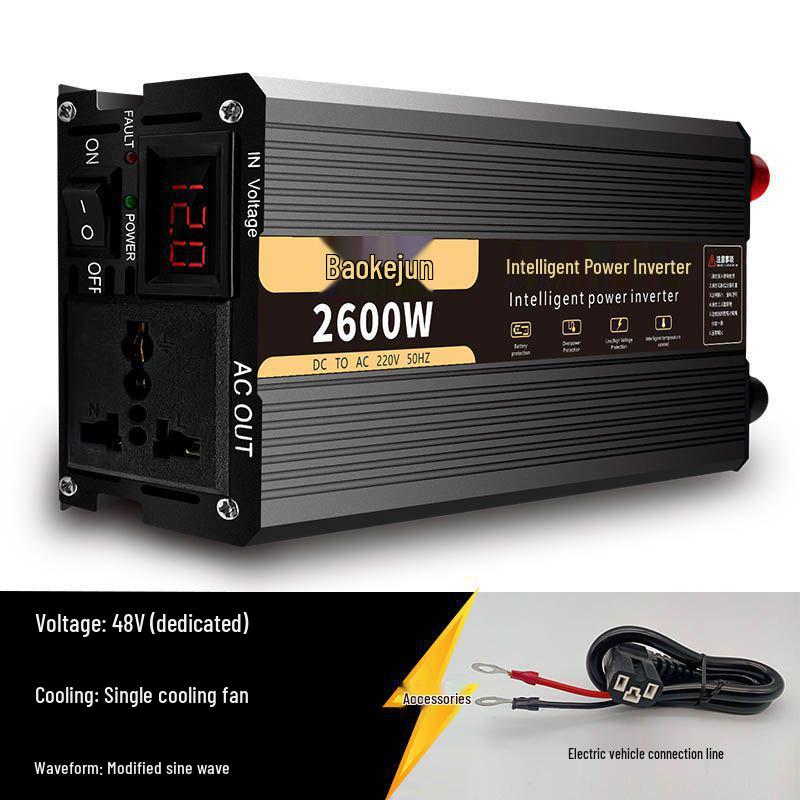 High-Power Pure Sine Wave Car Inverter: 12V/24V to 220V for Vehicle and Household Battery Conversion