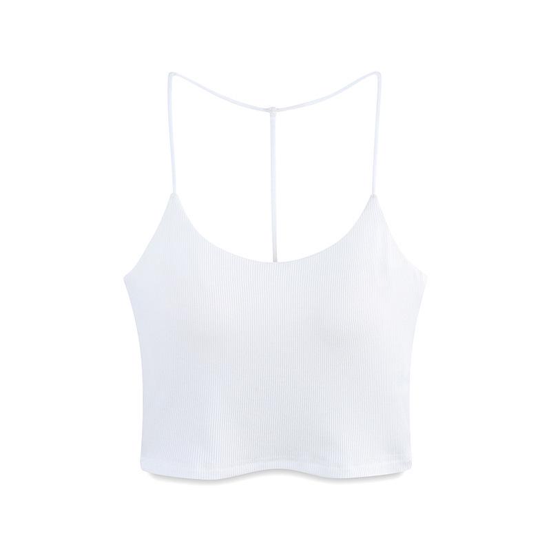 

Women s White Sports Tank Top: Padded Camisole, Beautiful Back, Built-in Bra, Slimming Base Layer Large білий