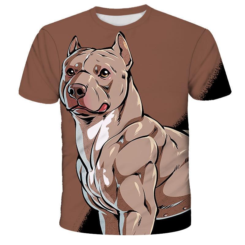 Summer Round Neck Animal Dog Pattern 3D Print Top Fashionable Casual Short Sleeved Men's T-shirts