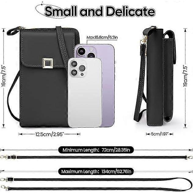 Crossbody Bag For Women, PU Leather Phone Bag, Waterproof Crossbody Mobile Phone Bag with Long Strap Zippered Card Slot