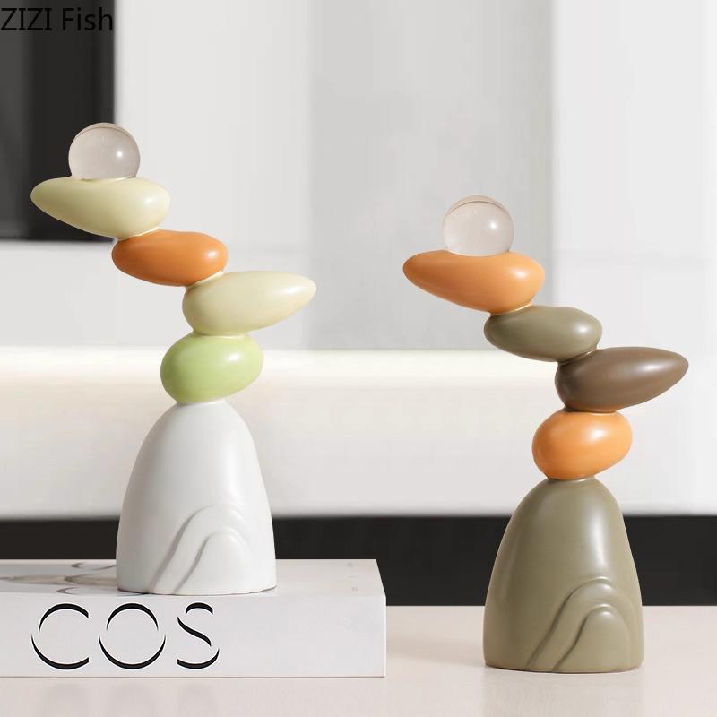 Colorful Stacked Stone Landscape Mountain Peak Ornaments Desk Decoration Creative Landscape Modern Crafts Room Aesthetic Decor