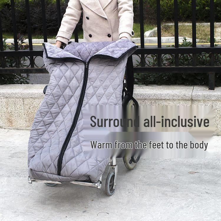 Fleece-Lined Winter Wheelchair Blanket: Windproof, Warm, and Thickened for Elderly Cold and Leg Protection Outdoors.