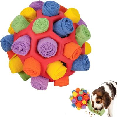 Interactive Dog Puzzle Toy, Sniffing Ball for Hiding Treats, Mental Stimulation Chew Toy for Anxiety Relief, Slow Feeder Rubber