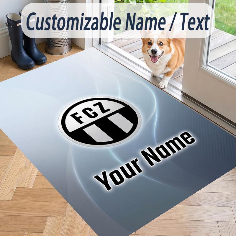 Custom Text Printed Rug FC Zürich Non Slip Floor Carpet For Home Room Decor
