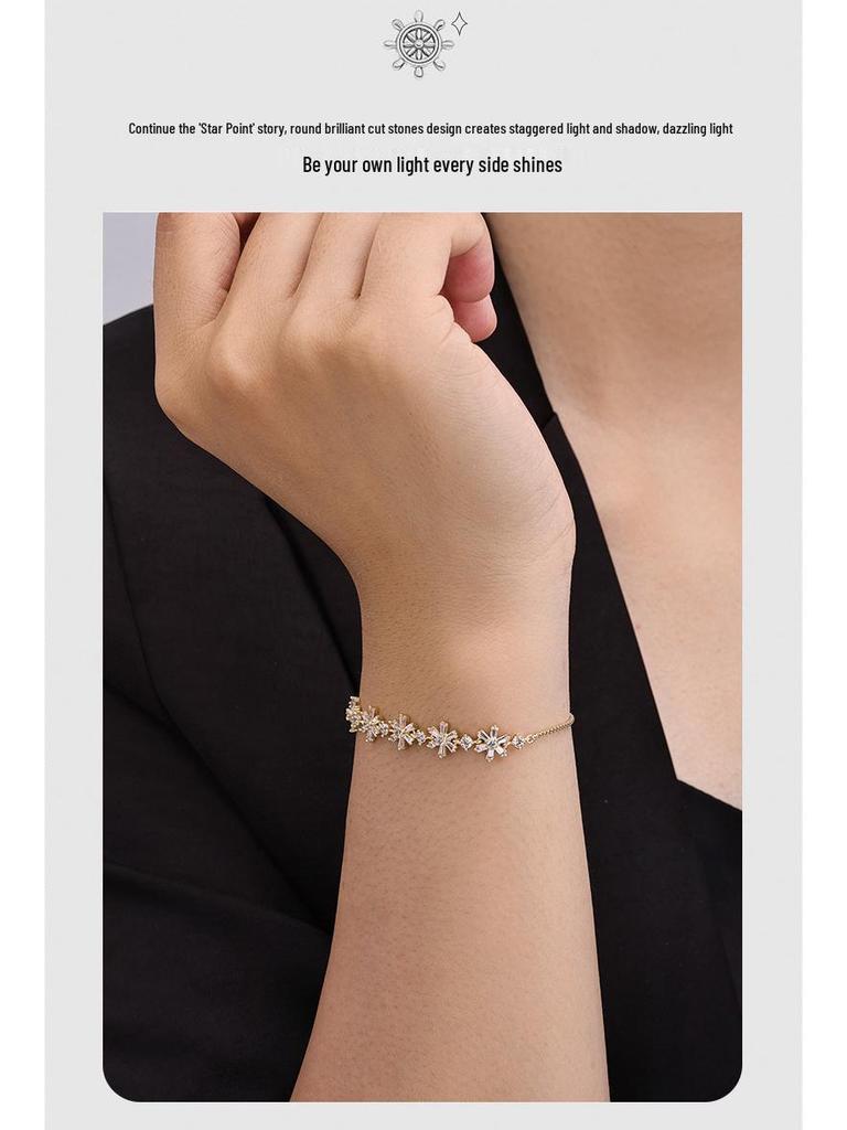Zircon Snowflake Pull-out Bracelet: Elegant Women's Niche Design