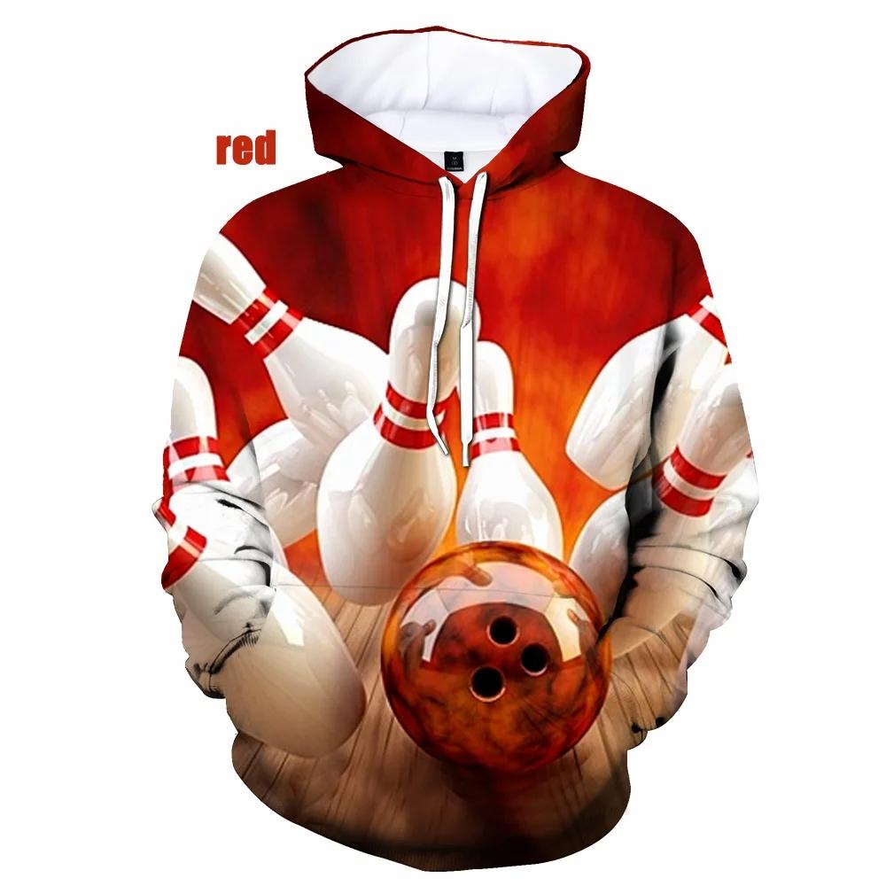 Bowlingová koule Mikina Pánské/dámské 3D potisk Mikiny s kapucí Podzimní Mikina s dlouhým rukávem Dětské mikiny pro volný čas Pánské Mikiny Mikina