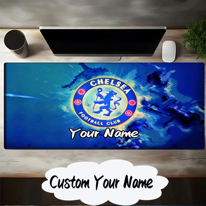 Custom Name Mouse Pad Blue Chelsea Football Club Logo Mouse Pad, Gaming Mouse Pad, Keyboard Pad, Desk Decor for Computer Notebook Fan Birthday Gift