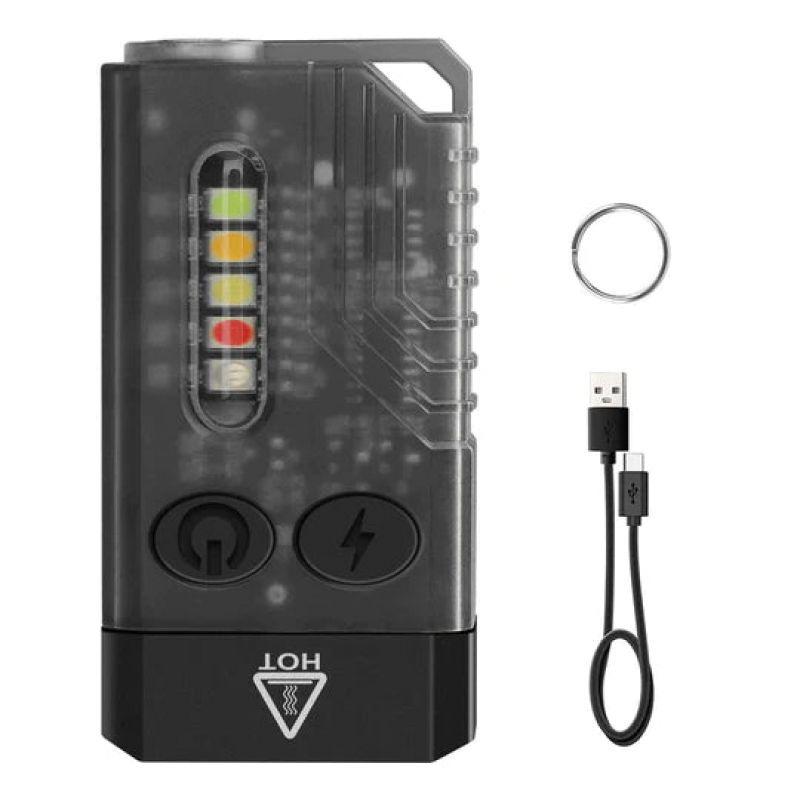 V10 EDC Keychain Flashlight Portable Mini Torch Type-C Rechargeable Work Light With Magnet UV Beep Camping Pocket Lantern