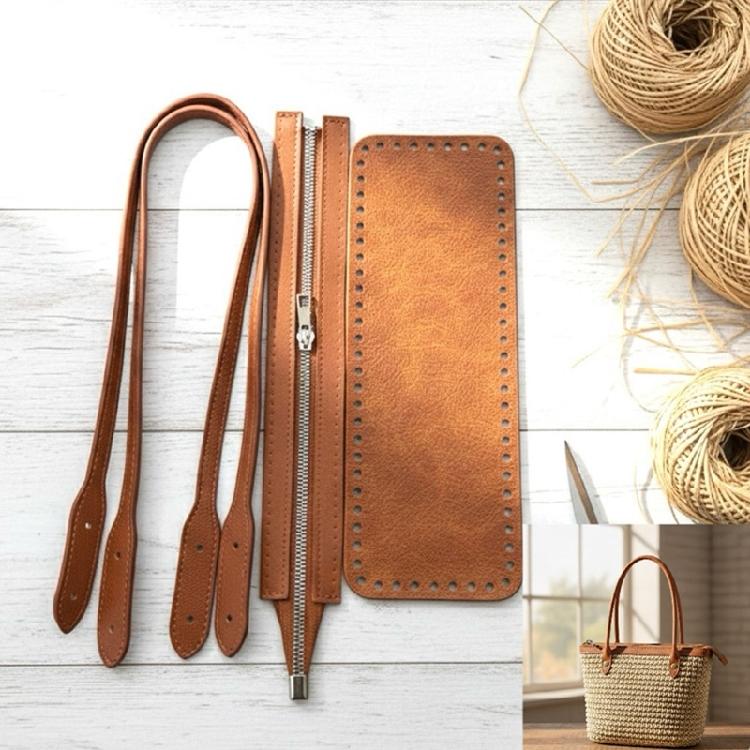 PU Leather Shoulder Bag Knitting Kits DIY Crochet Bag Making Bag Handles Zipper Bag Bottom Shaper for Crochet Handbags