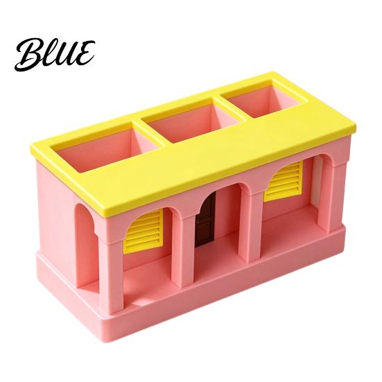 Study Room Organizer 3D Printed Colorful Cabin Pen Holder Decorative Desktop Organizer Retro Architectural Pencil Storage Unique Desk Supplies
